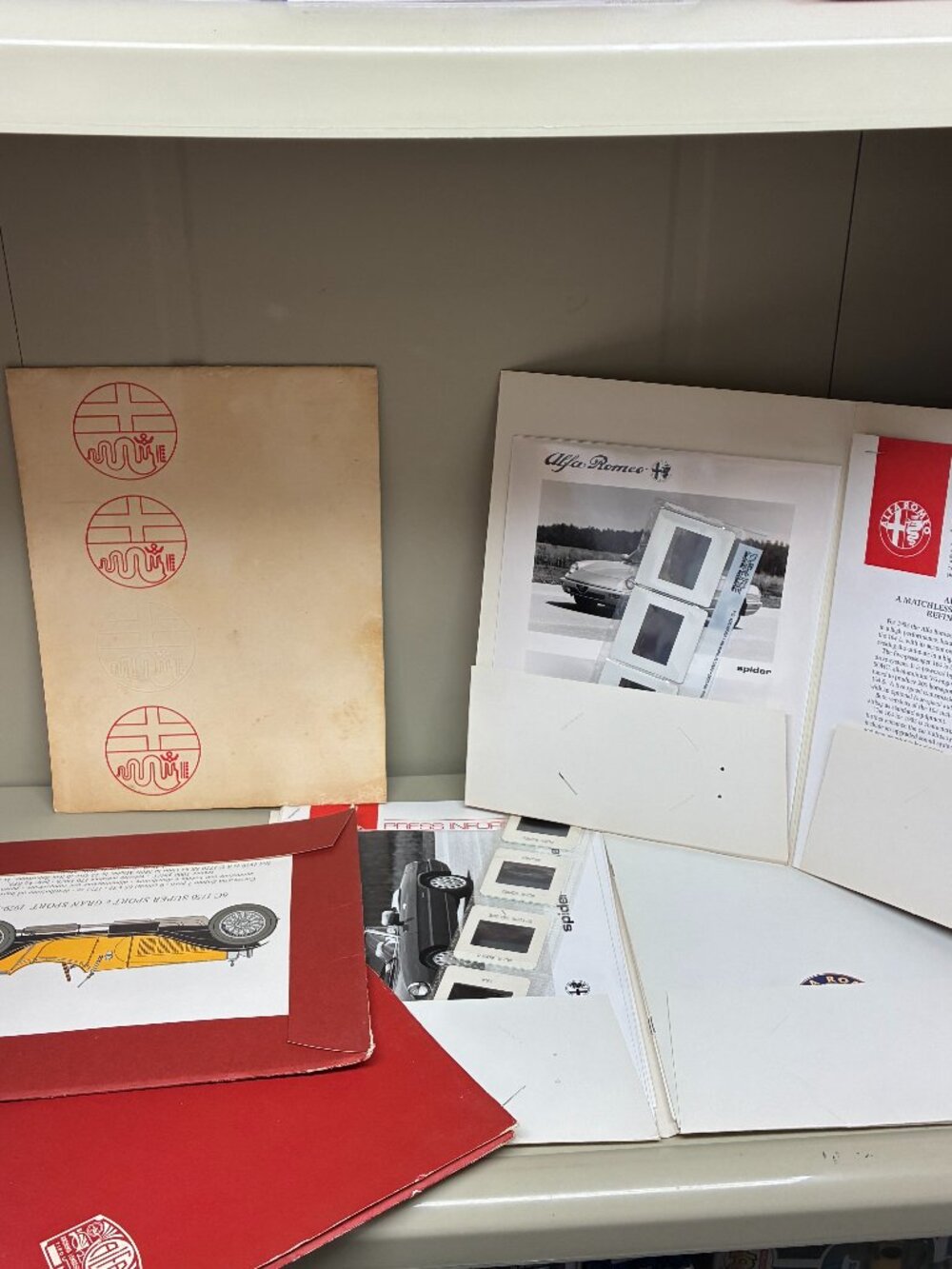 Alfa Romeo Vintage Press Kit Brochure Print Art Lot 164 Spider Gran Sport Cells